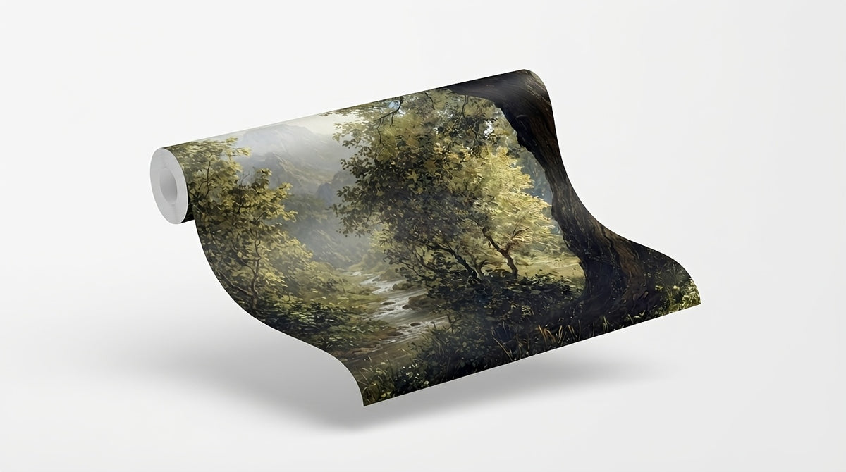Papier peint adhésif en PVC panoramique paysage hydrofuge pour la chambre