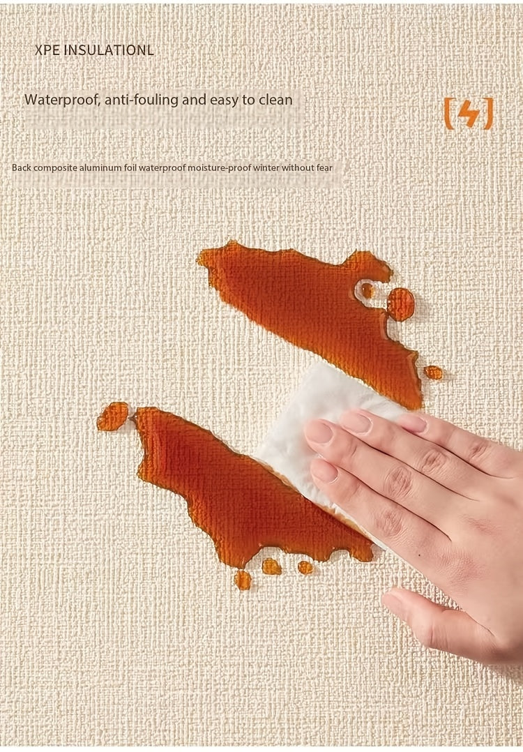 Papier peint adhésif texturé imperméable de 9 mm, rendu sur un mur