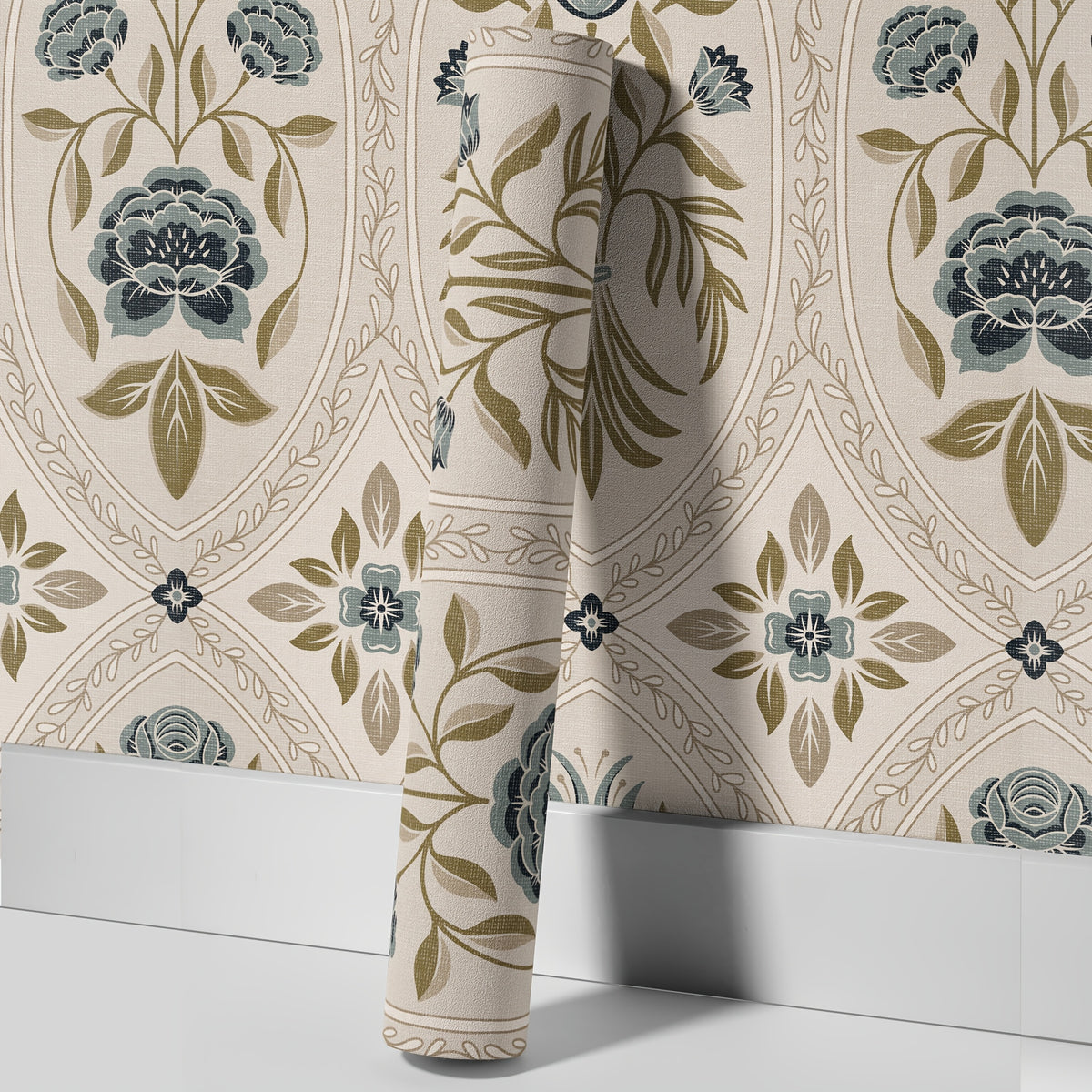 Papier peint adhésif en PVC à motif fleuri allure vintage pour le salon