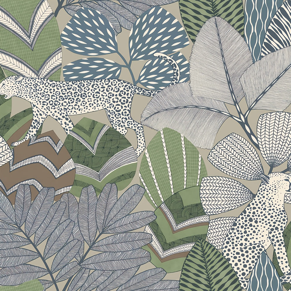 Papier peint adhésif en PVC à motif jungle allure vintage amovible