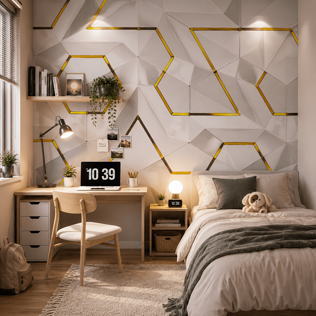 Papier peint adhésif en PVC à motif géométrique pour la chambre de 1 mm, détail du motif