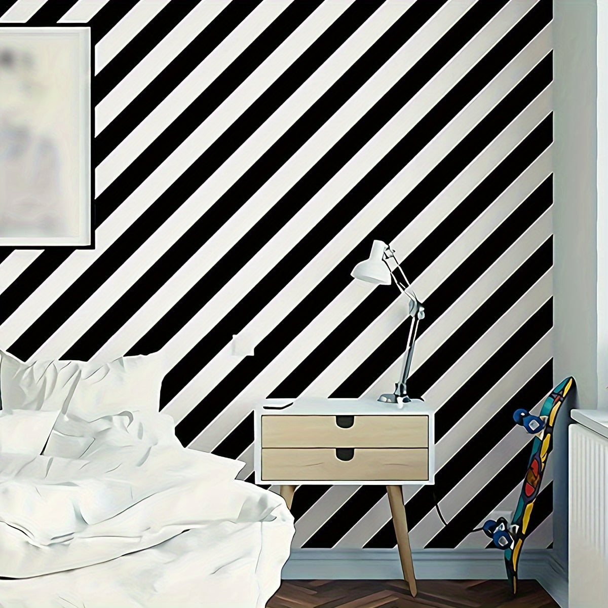 Papier peint noir et blanc, quatre longueurs, deux motifs