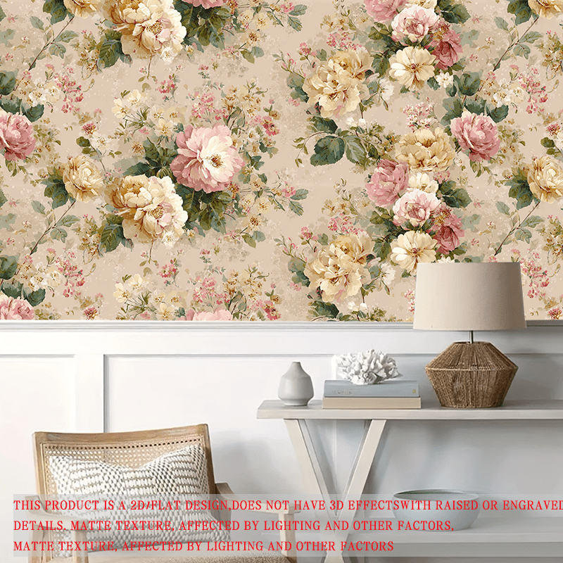 Papier peint adhésif en PVC à motif fleuri allure vintage sans raccord