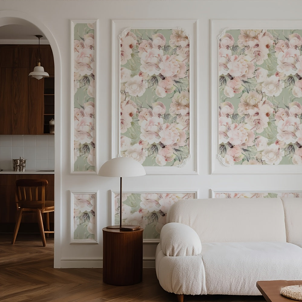 Papier peint adhésif en PVC à motif fleuri hydrofuge pour la chambre amovible, pose auto-adhésive sans colle