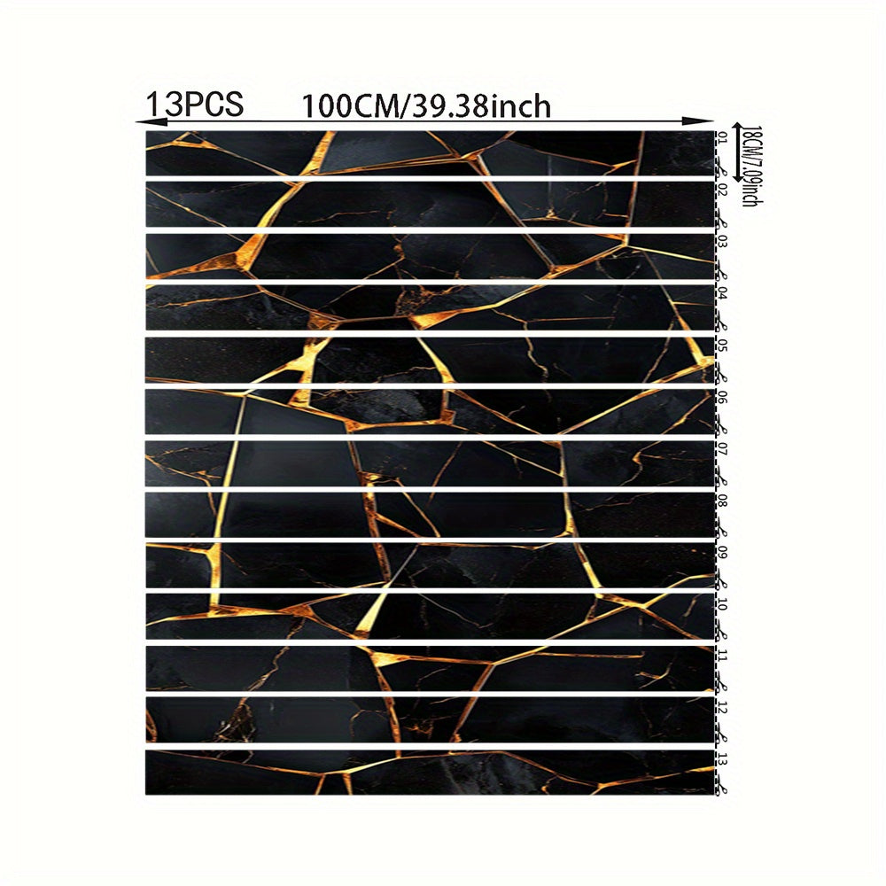 Marbre noir et or pour contremarches d'escalier, lot de 13