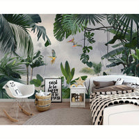 Papier peint panoramique perroquets en vol sous la canopée