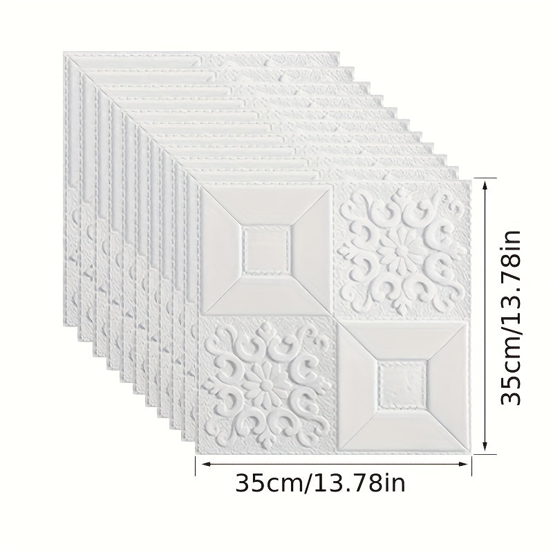 Papier peint 3D blanc, lot de 22 dalles pour petites surfaces