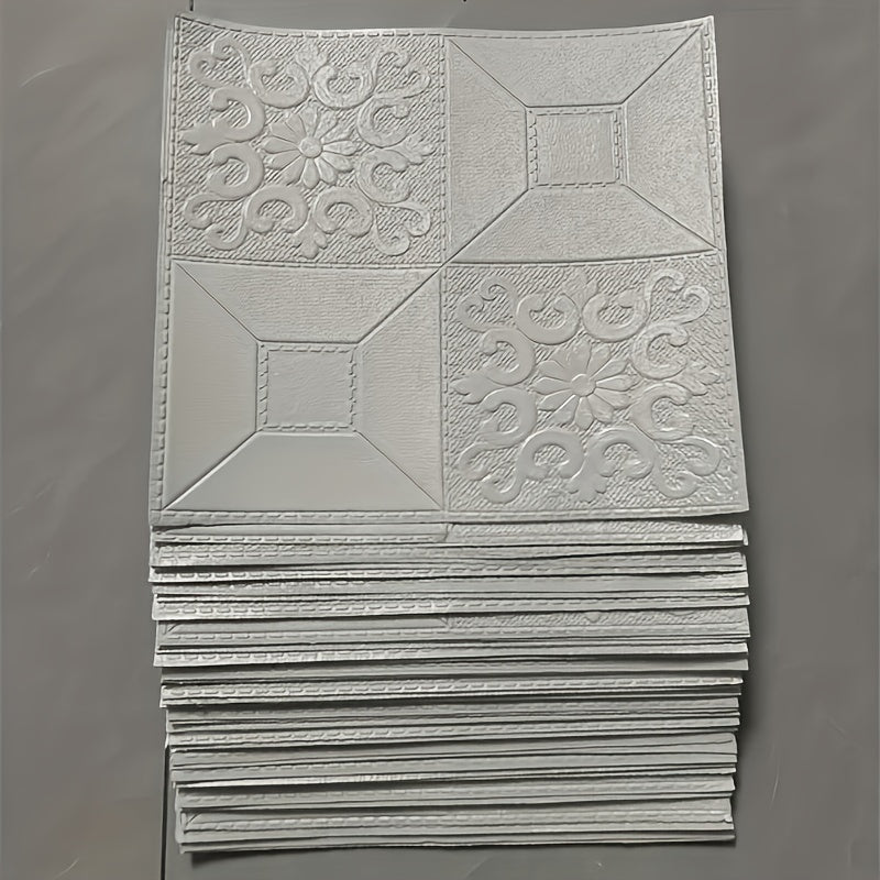 Papier peint 3D blanc, lot de 22 dalles pour petites surfaces