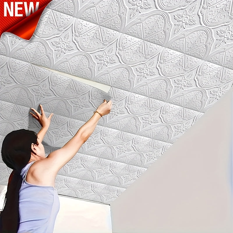 Papier peint 3D blanc quatre-feuilles en mousse XPE 3 mm
