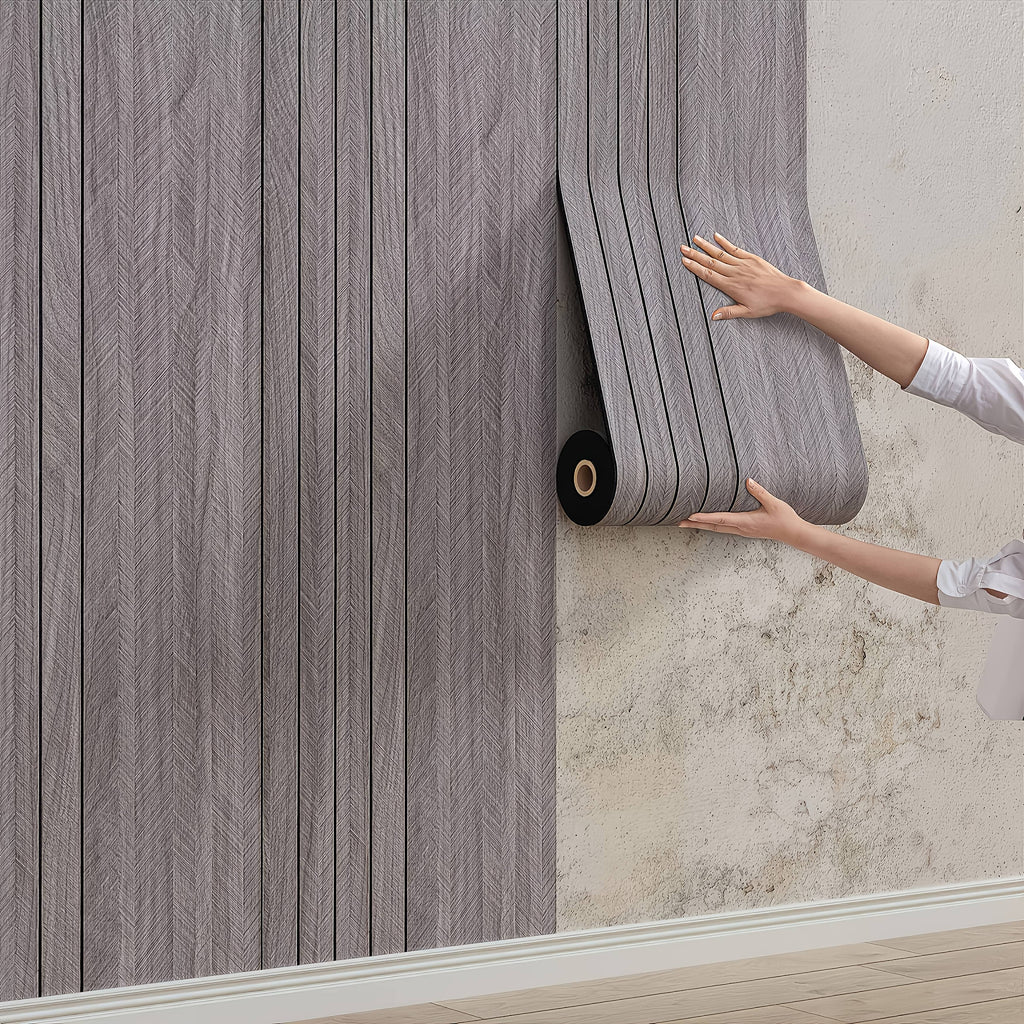 Papier peint 3D en mousse effet lattes de bois, cinq coloris