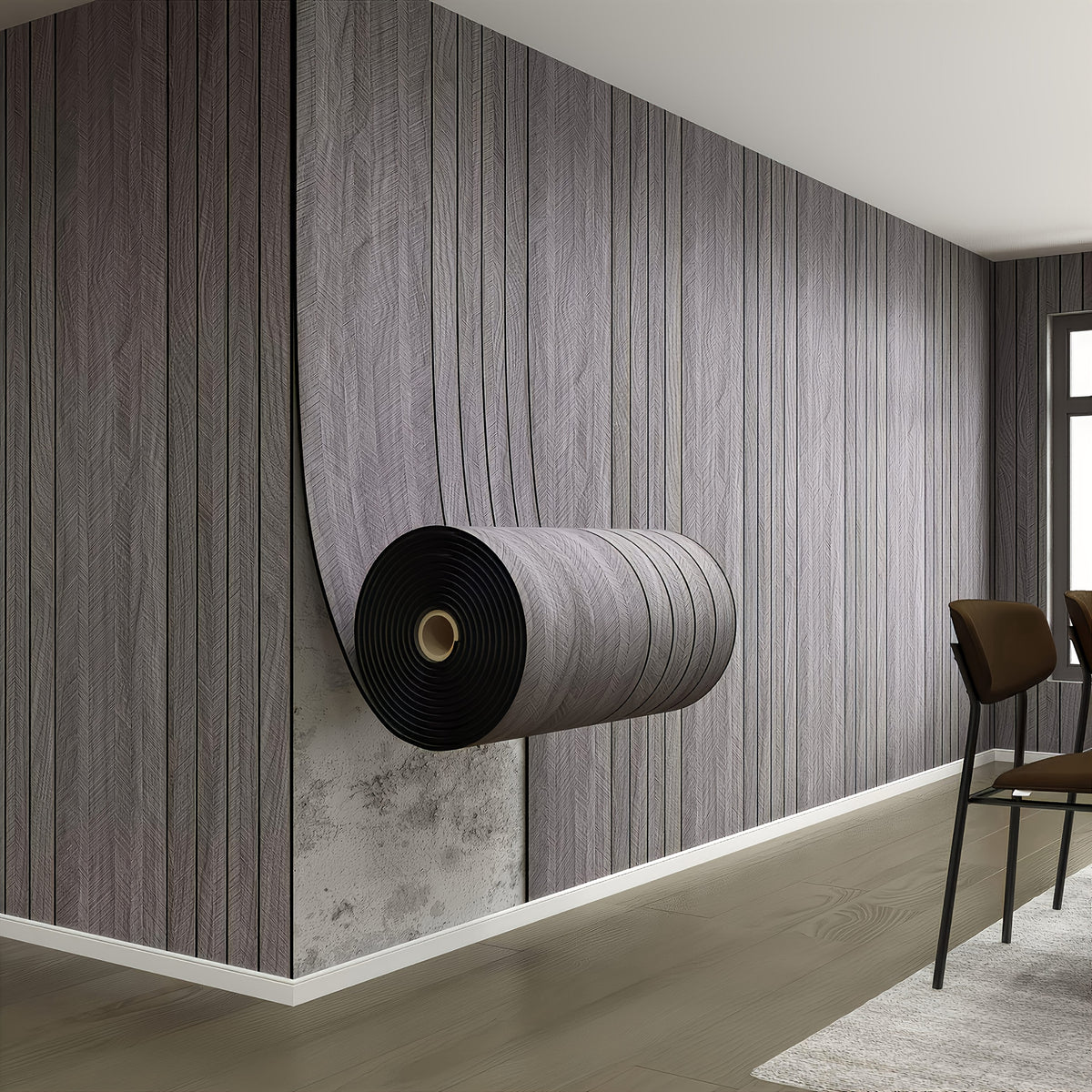 Papier peint 3D en mousse effet lattes de bois, cinq coloris