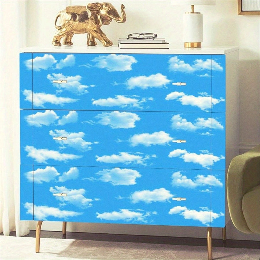 Papier peint adhésif ciel d'été, nuages blancs sur fond azur