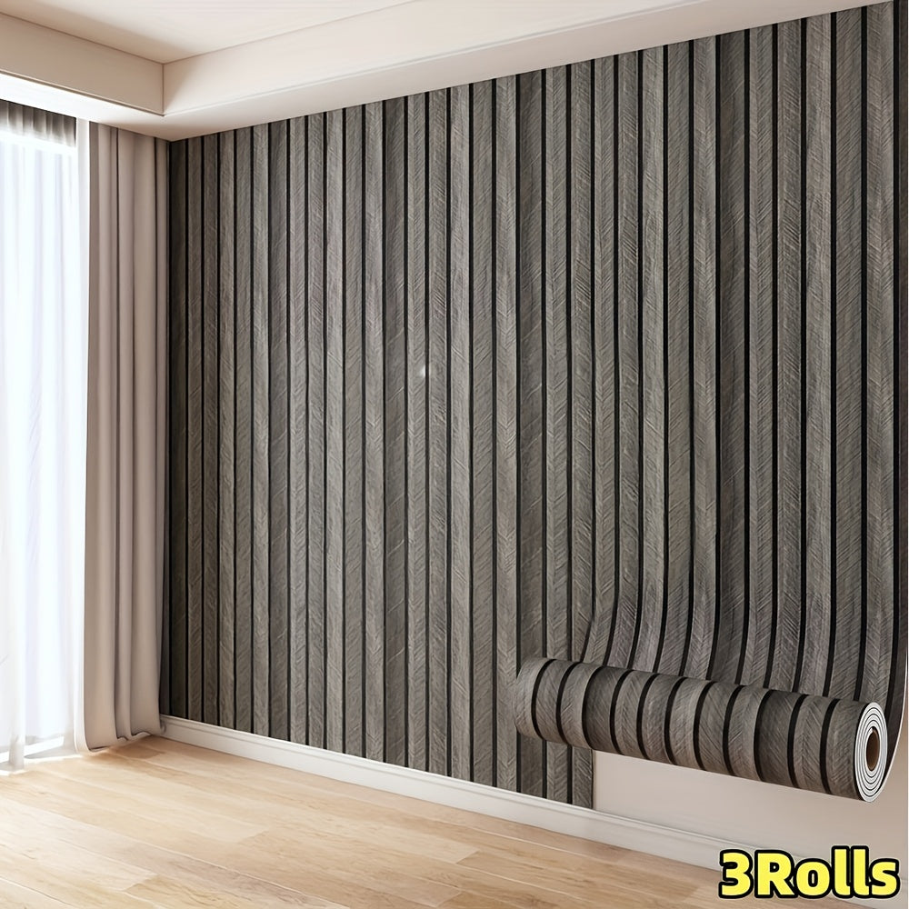 Bois brun gris foncé / 40cm*300cm*3 rouleaux
