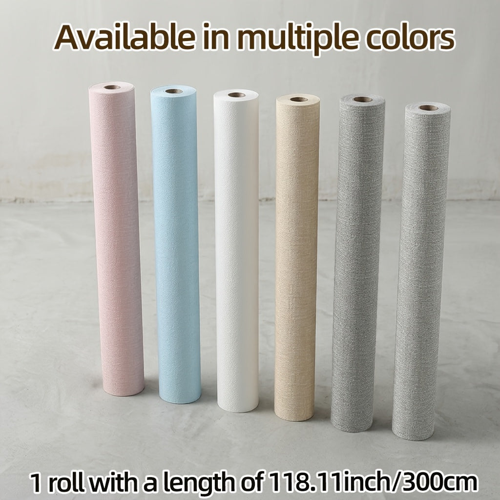 Papier peint lin texturé adhésif, 6 coloris en 50x300 cm