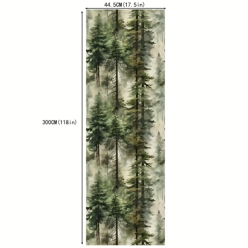 Papier peint adhésif forêt, sapins aquarelle pour le salon