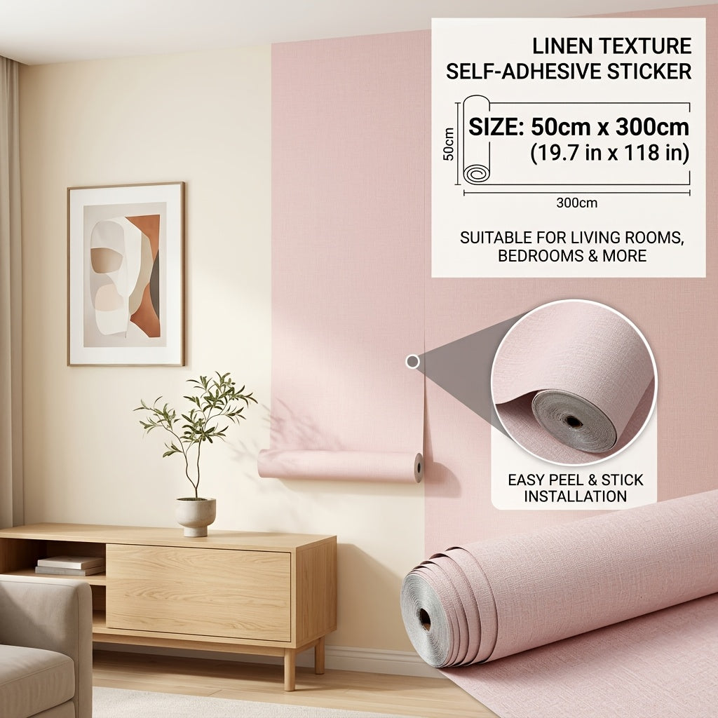 Papier peint adhésif lin 1,8 mm, trois teintes 50x295 cm