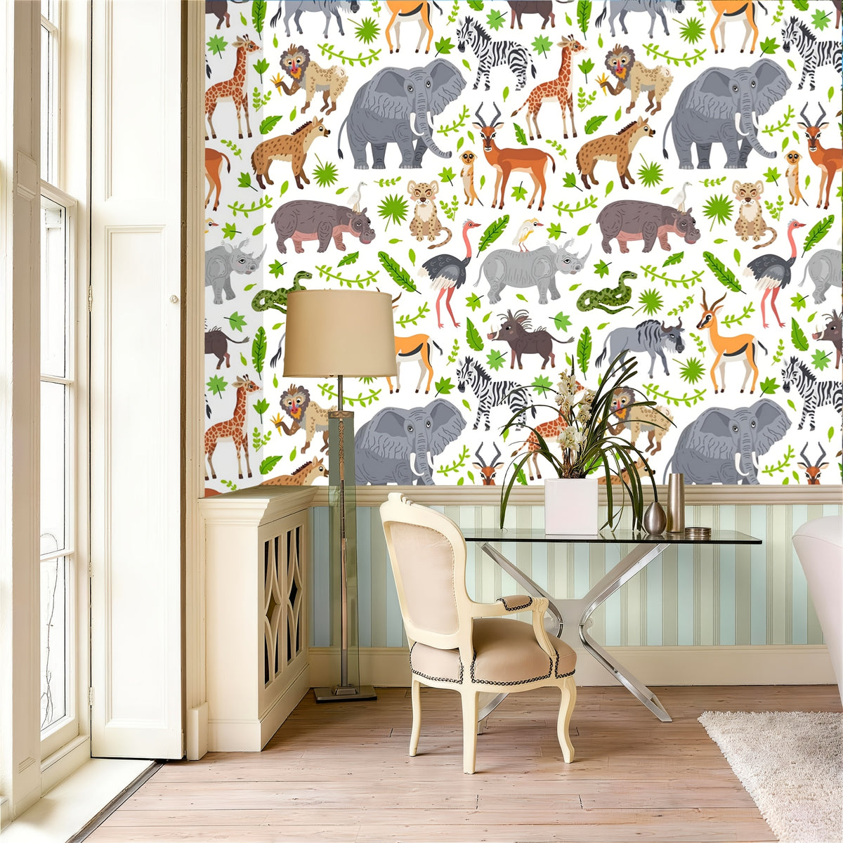 Papier peint adhésif savane, lé large de 60 cm et 3 mètres