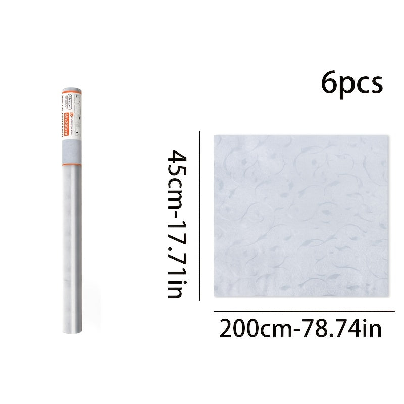 Papier peint adhésif arabesques ton sur ton gris perle, 6 rouleaux