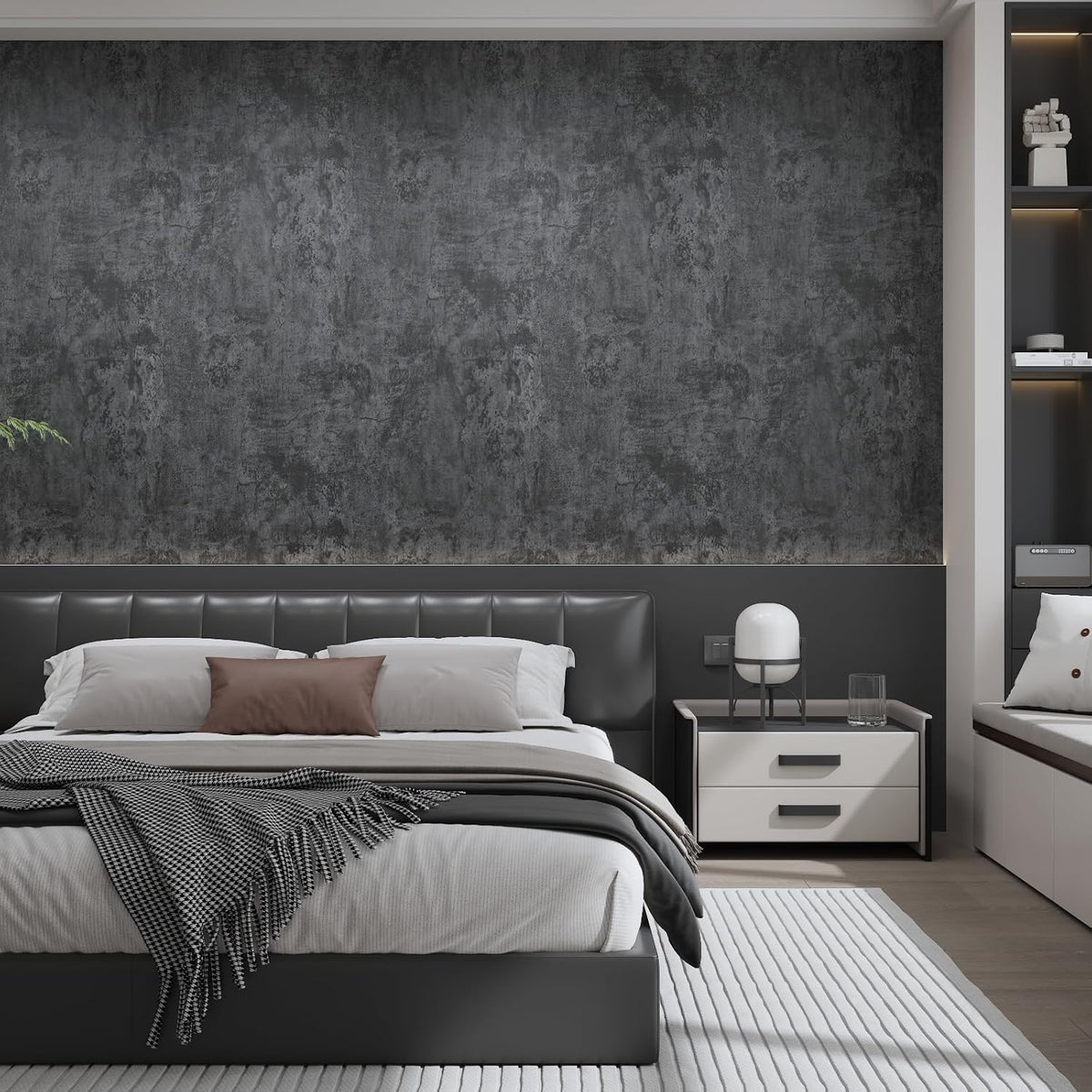 Papier peint béton anthracite mat, pour un plan de travail