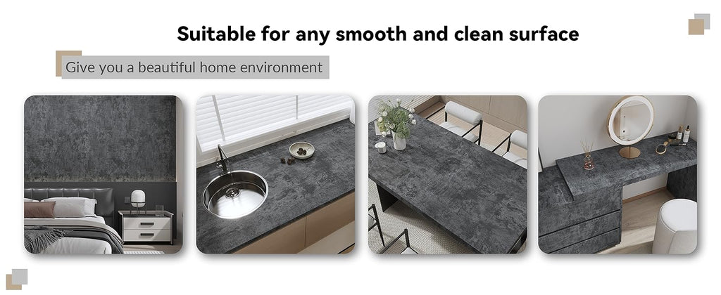Papier peint béton anthracite mat, pour un plan de travail
