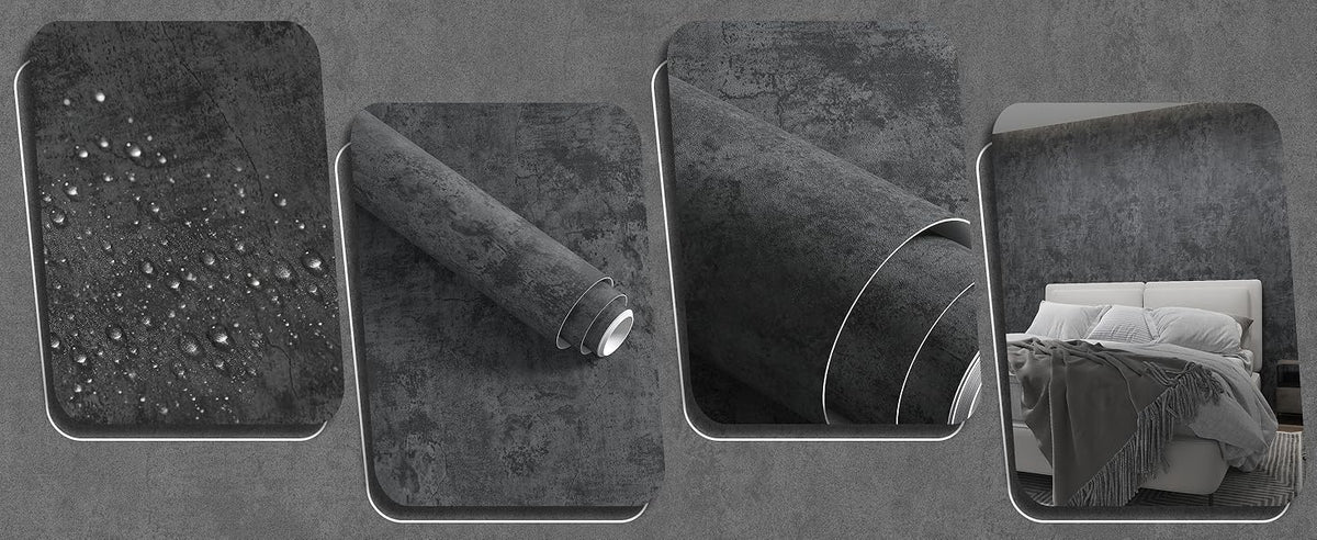 Papier peint béton anthracite mat, pour un plan de travail