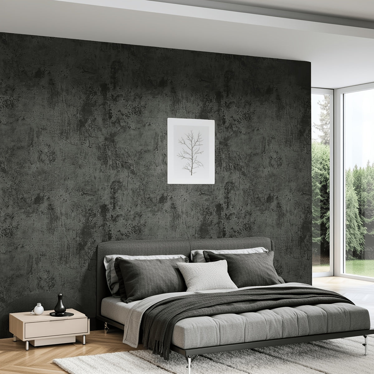 Papier peint béton anthracite mat, pour un plan de travail