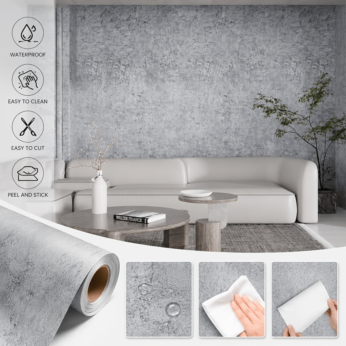 Papier peint béton gravé en taille-douce, grain très fin, gros plan sur la matière Image