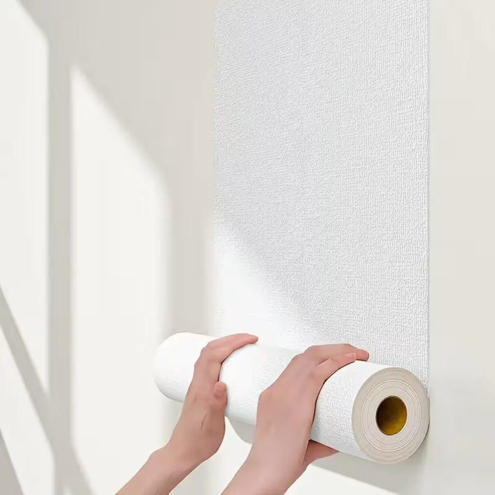 Papier peint blanc mat auto-adhésif, 8 lés de 50x280 cm