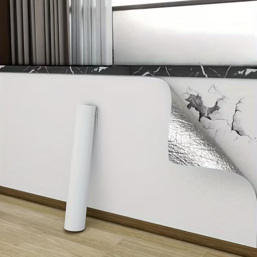Papier peint blanc mat auto-adhésif, 8 lés de 50x280 cm