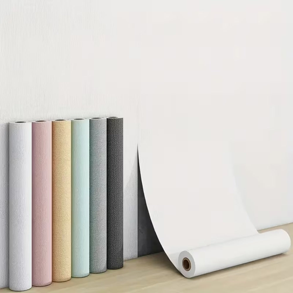 Papier peint blanc mat auto-adhésif, 8 lés de 50x280 cm