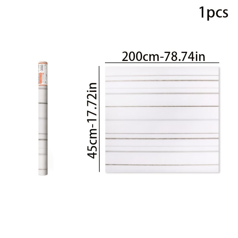 Papier peint blanc rayé gris, six rouleaux autocollants