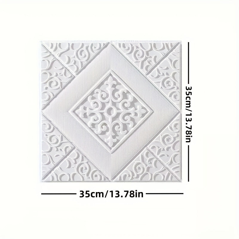 Papier peint adhésif blanc à médaillon losange, 40 dalles