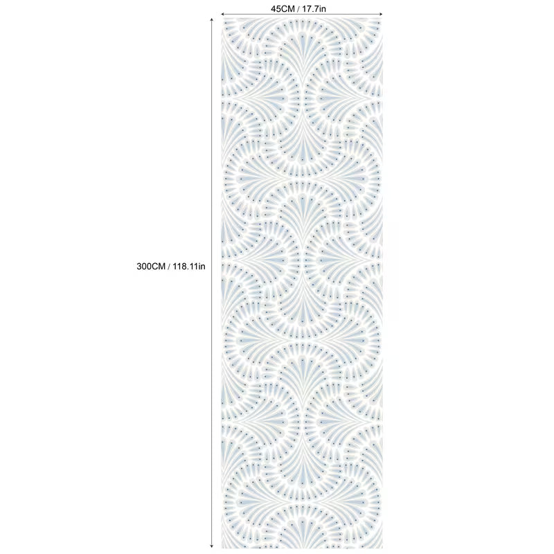 Papier peint bleu motif éventail pour une cuisine élégante