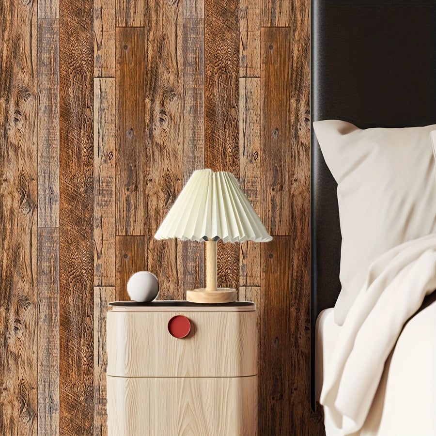 Papier peint bois vieilli brun, planches de grange, 8 m
