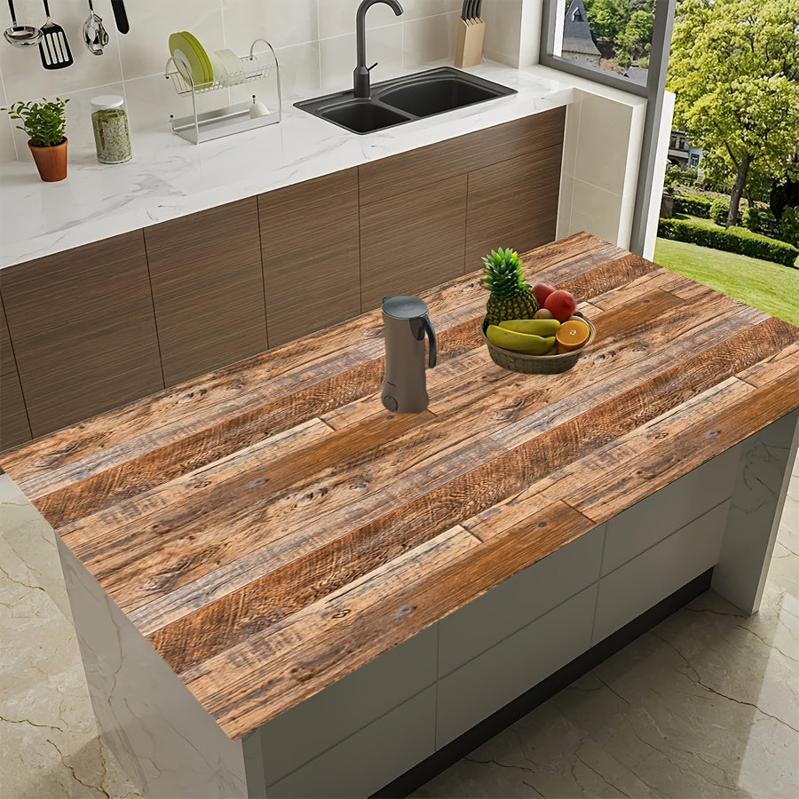 Papier peint bois vieilli brun, planches de grange, 8 m