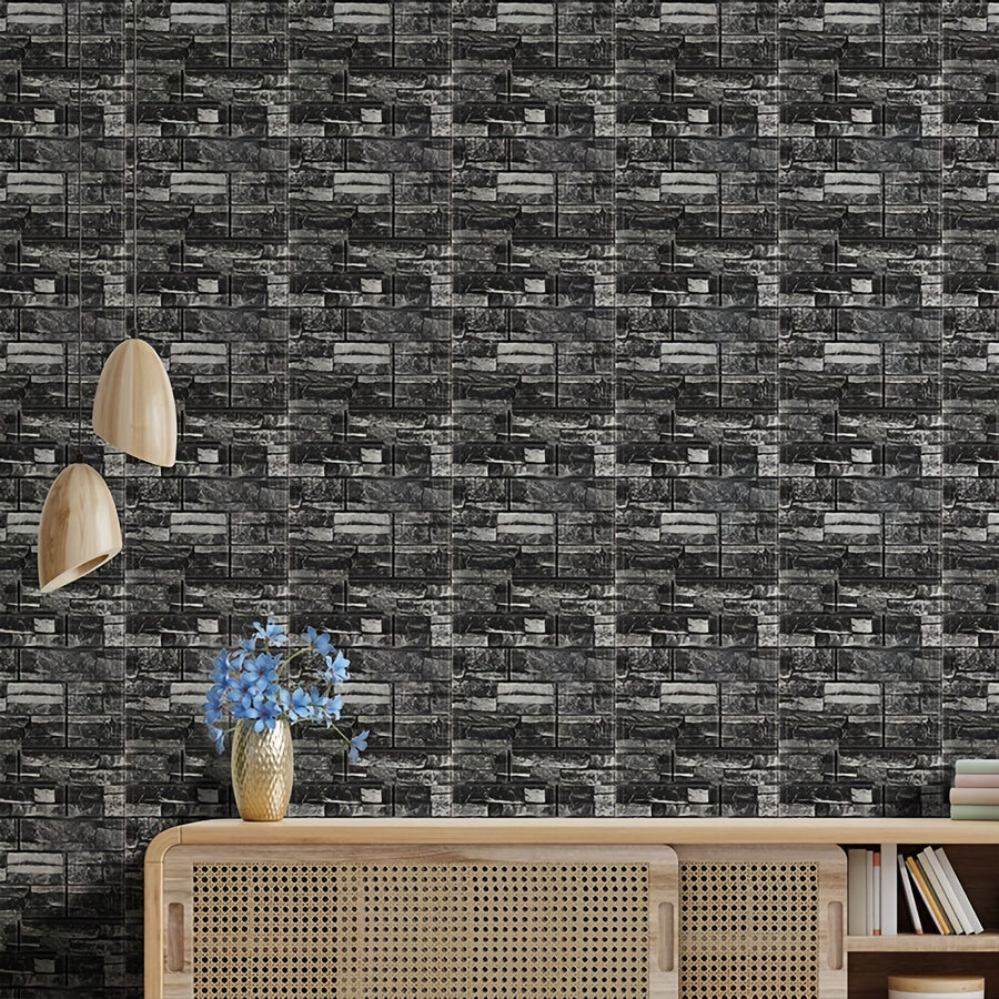 Papier peint brique 3D en mousse adhésive, lot de 30 panneaux