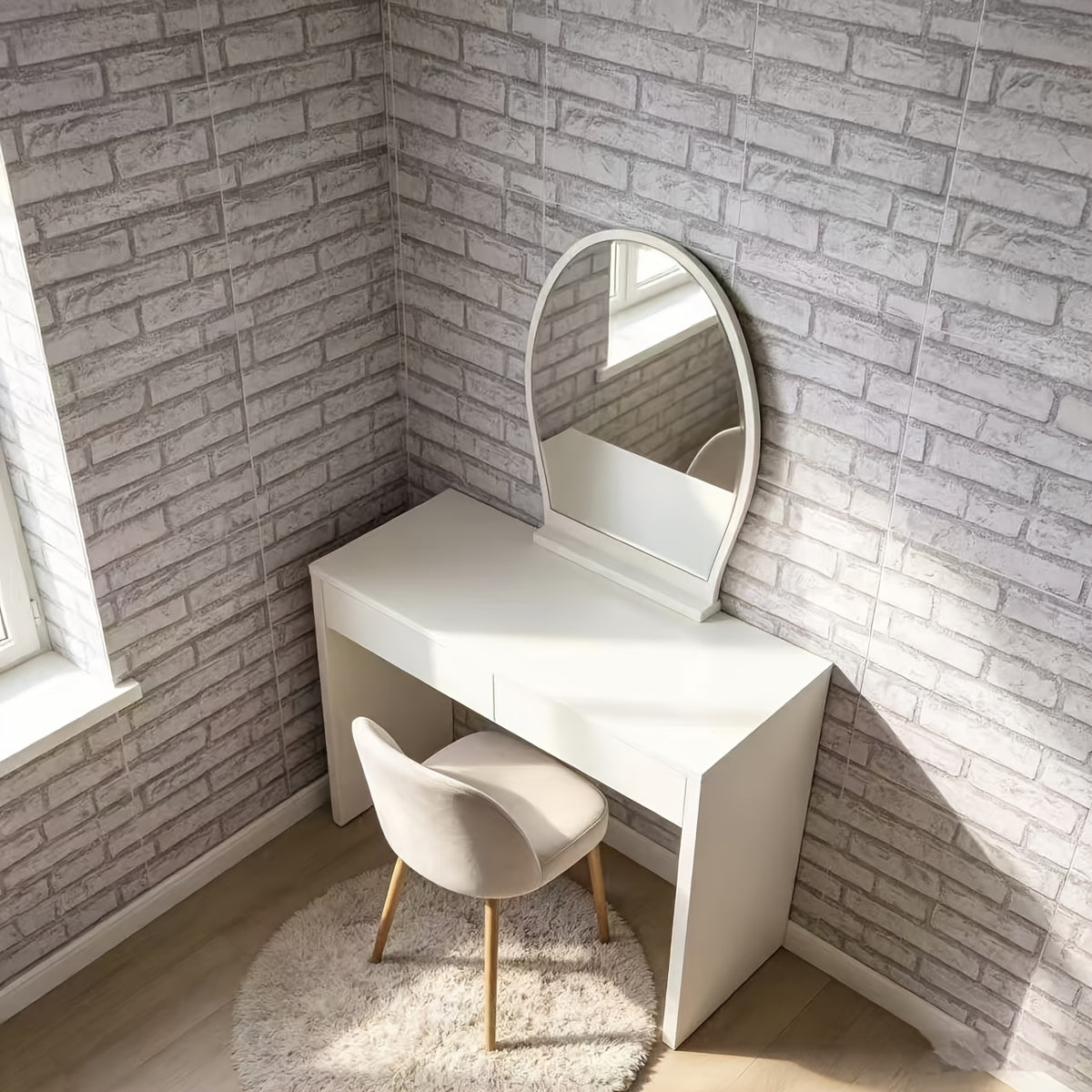Papier peint brique blanchie à la chaux, 7,2 m² adhésifs