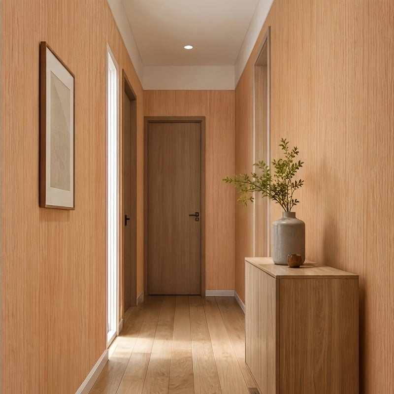 Papier peint chêne blond adhésif, veinage vertical continu