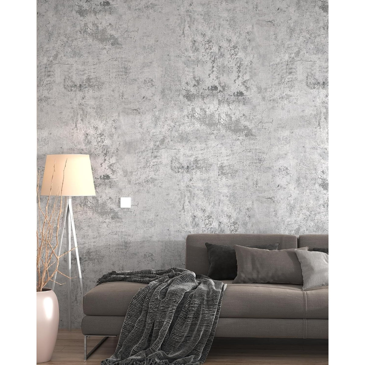 Papier peint ciment laiteux, trois largeurs de lé au choix