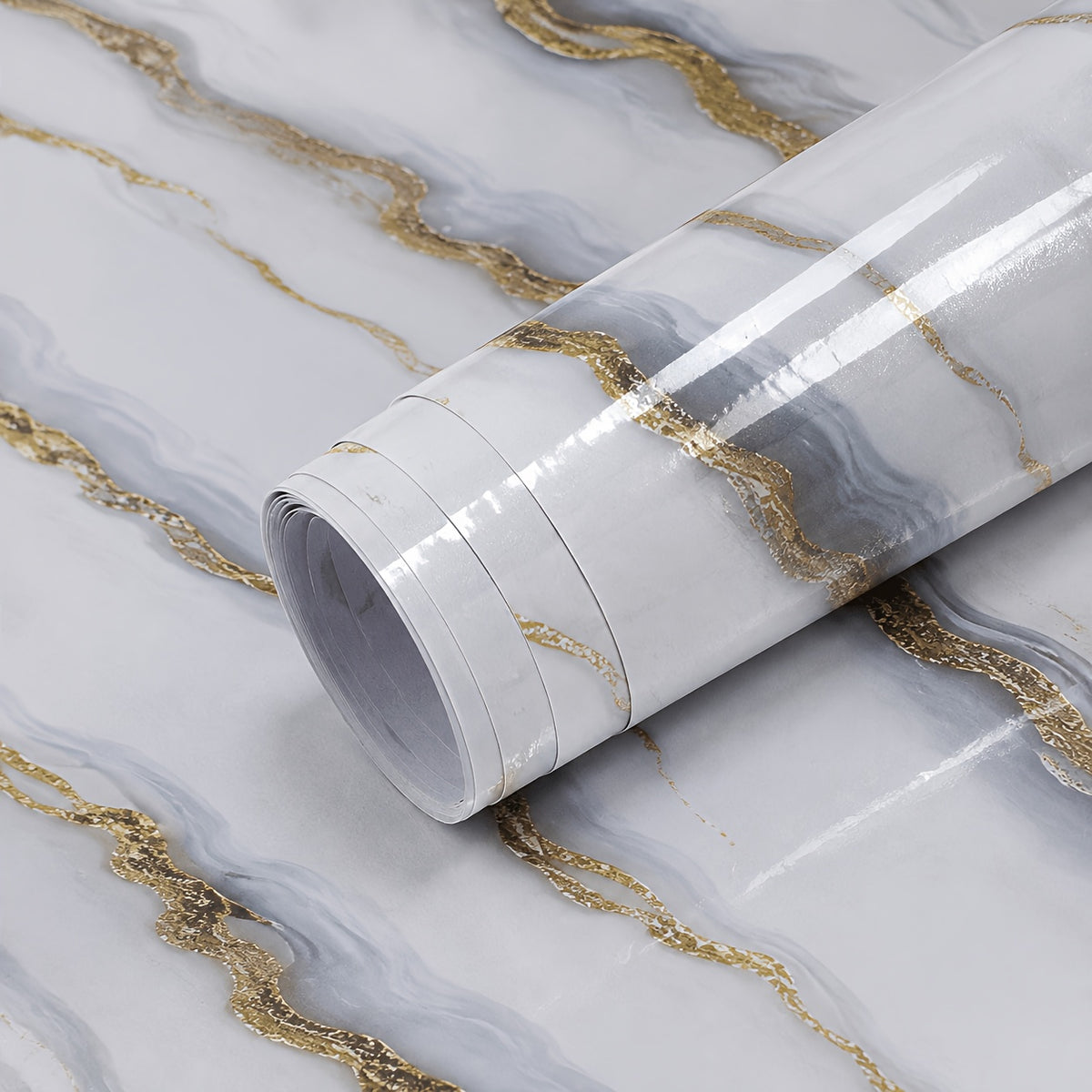 Papier peint adhésif marbre doré, rouleaux jusqu'à 10 mètres