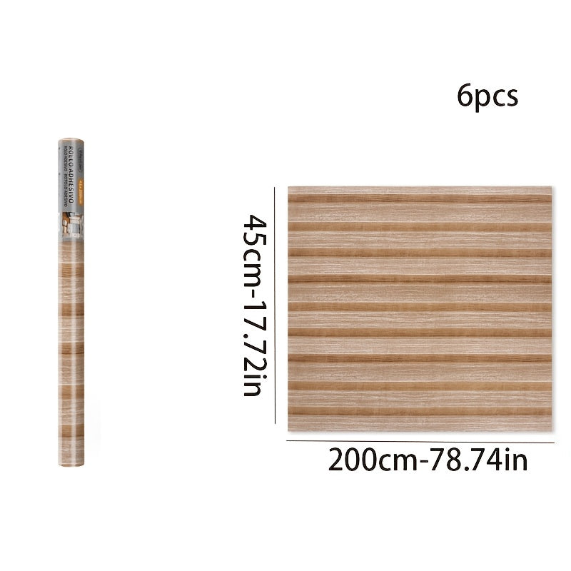 Papier peint effet bois blond en bandes horizontales, 6 lés