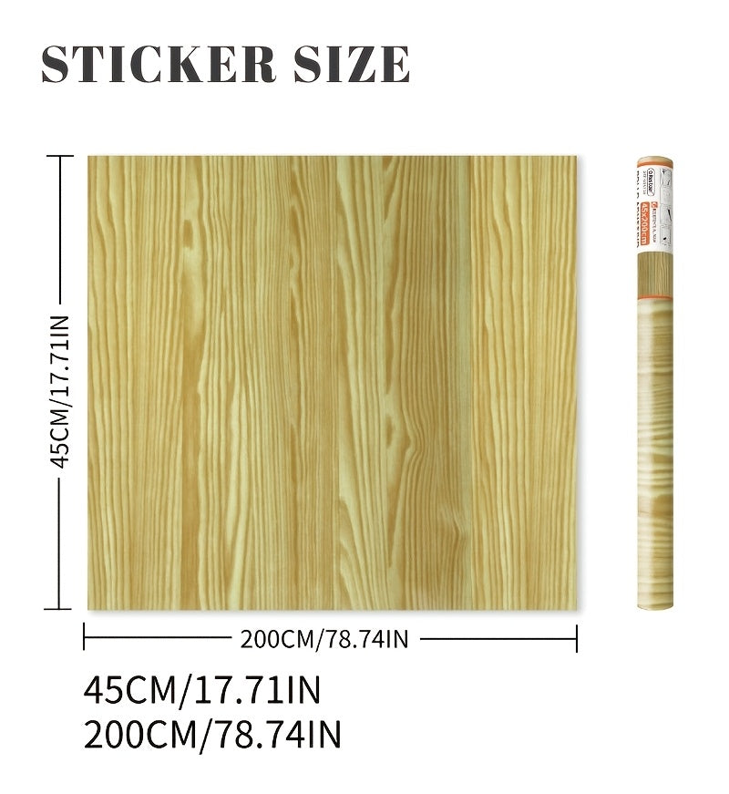 Papier peint effet pin verni au veinage doré, 8 rouleaux