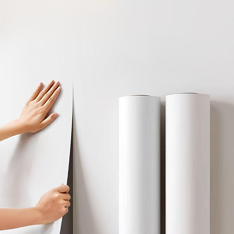 Papier peint blanc mat à coller, 8 rouleaux de 45 x 200 cm