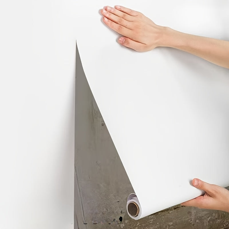 Papier peint blanc mat à coller, 8 rouleaux de 45 x 200 cm