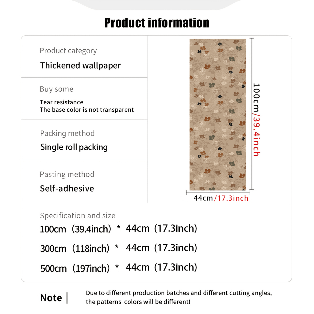 Papier peint fleuri greige, semis de corolles terracotta