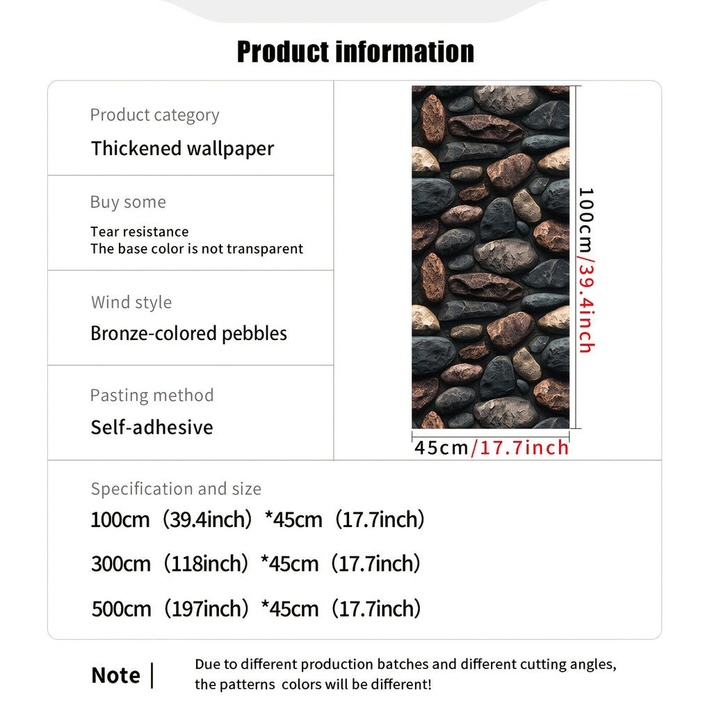 Papier peint galets bronze et anthracite, rouleau 5 mètres