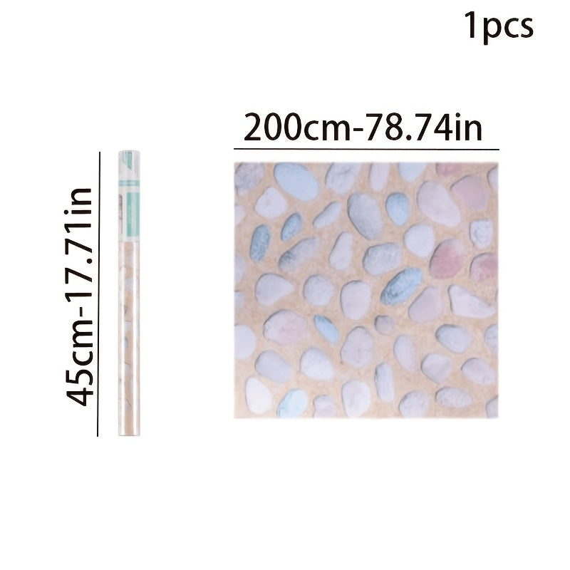 Papier peint adhésif mur de galets roulés pastel, 6 rouleaux