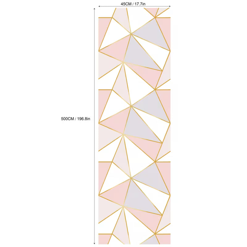 Papier peint geometrique adhesif triangles dores et pastel