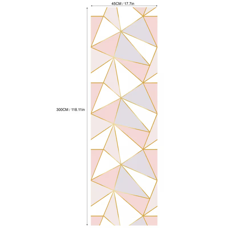 Papier peint geometrique adhesif triangles dores et pastel