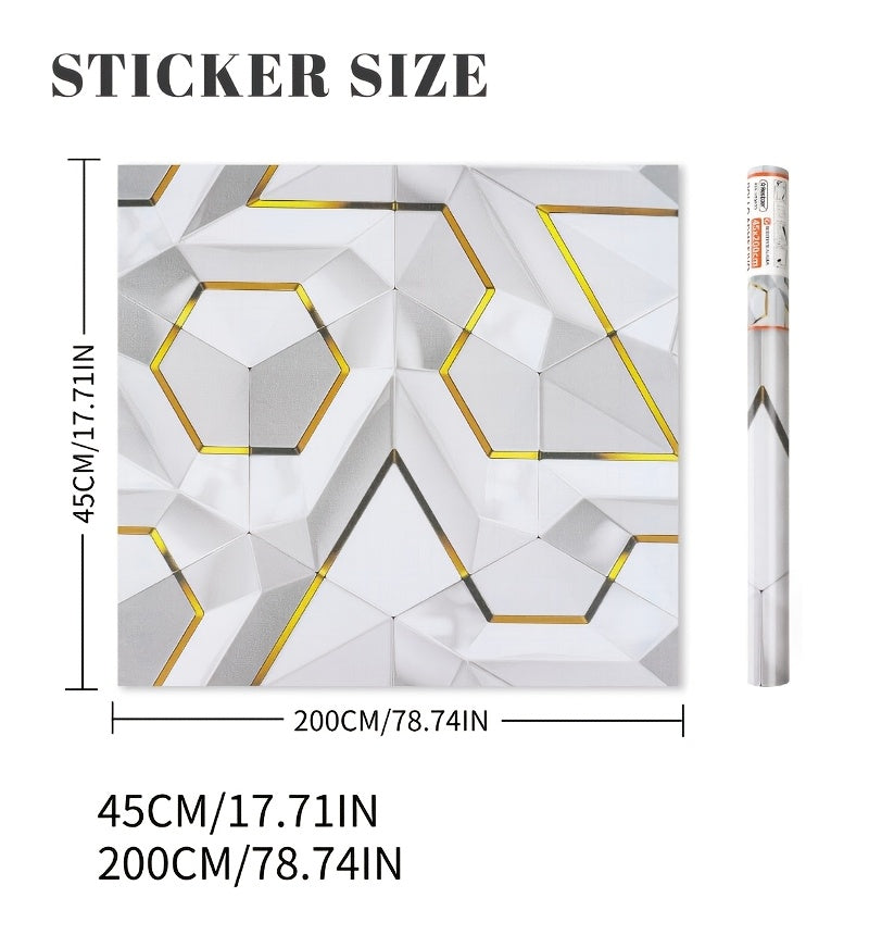 Papier peint géométrique blanc et or, lot de 12 rouleaux